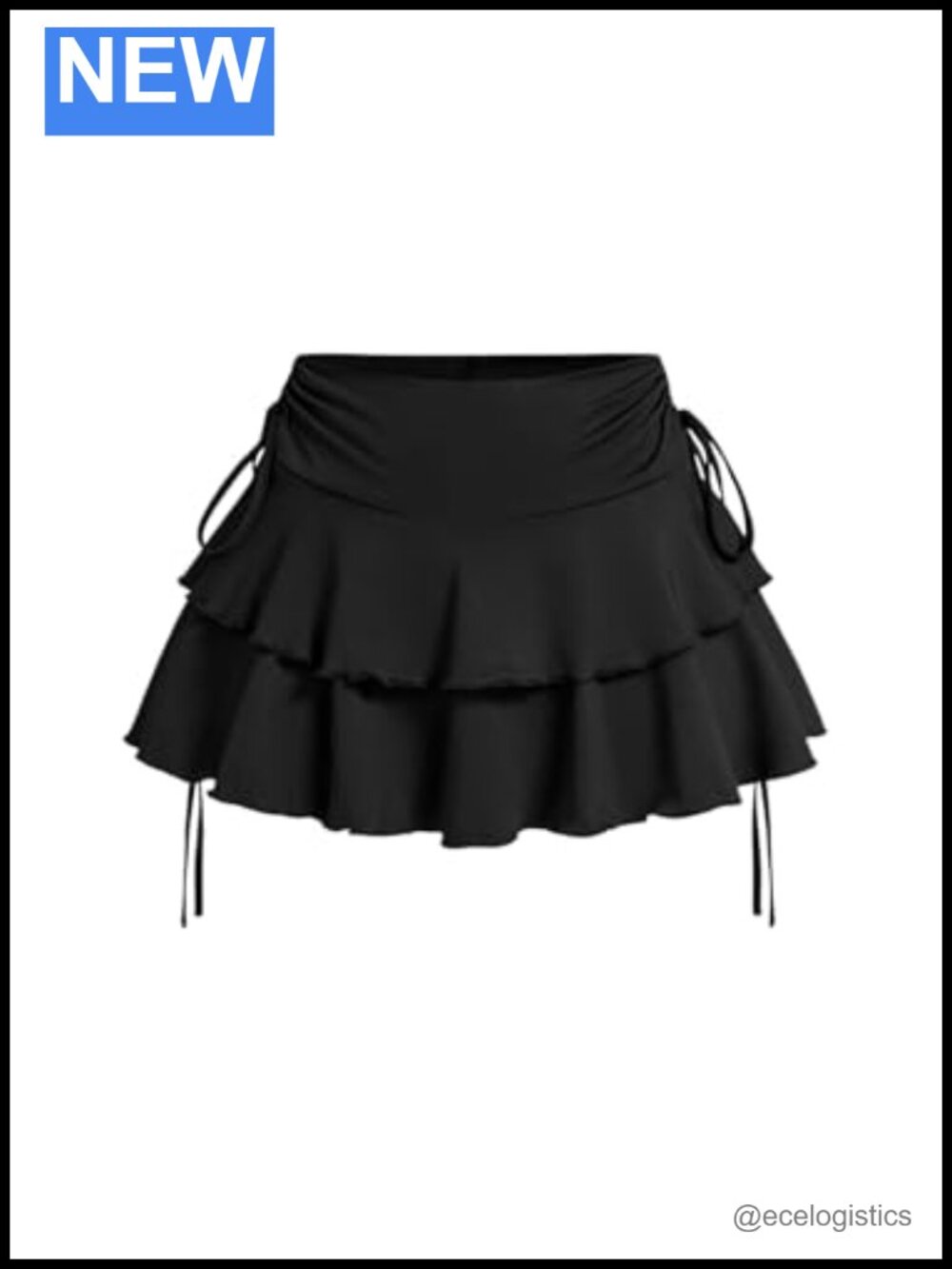 Y2K Ruffle Mini Skirt Drawstring High Waist Flowy A-Line Cute Summer
